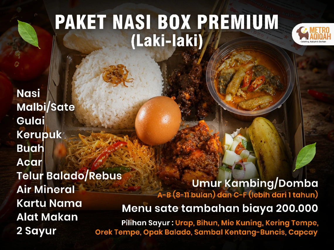Paket aqiqah Paket Nasi Box Premium (Laki-laki) di Kota Metro Lampung