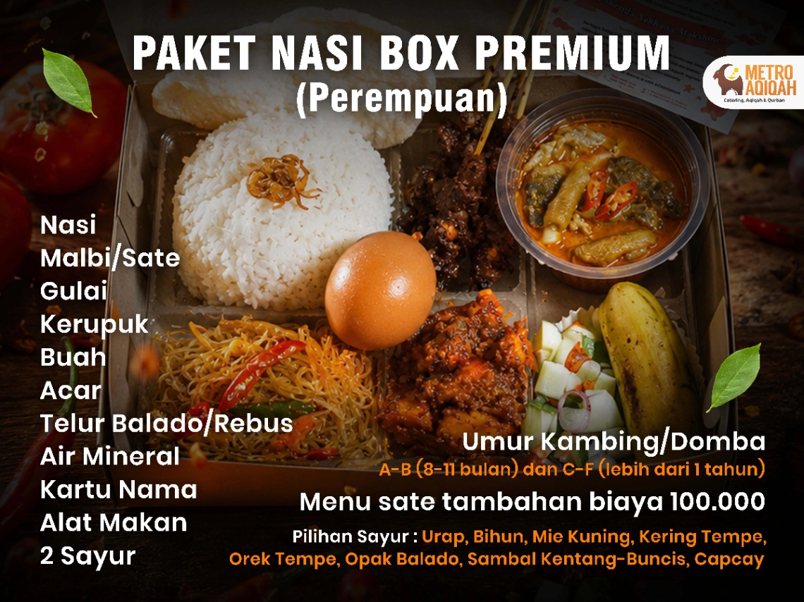 Paket aqiqah Paket Nasi Box Premium (Perempuan) di Kota Metro Lampung