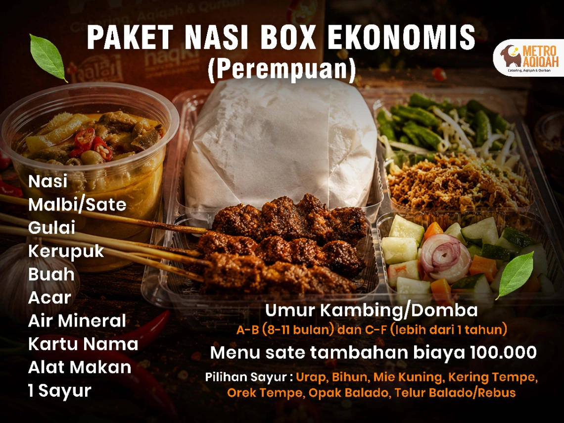 Paket aqiqah Paket Nasi Box Ekonomis (Perempuan) di Kota Metro Lampung