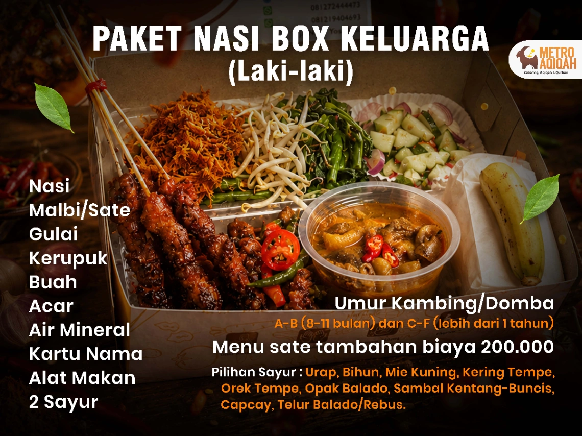 Paket aqiqah Paket Nasi Box Keluarga (Laki-laki) di Kota Metro Lampung