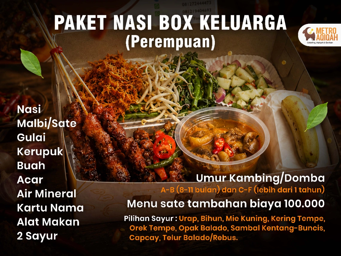 Paket aqiqah Paket Nasi Box Keluarga (Perempuan) di Kota Metro Lampung