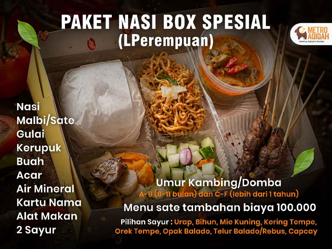 Paket aqiqah Nasi Box Paket Spesial (Perempuan) di Kota Metro Lampung